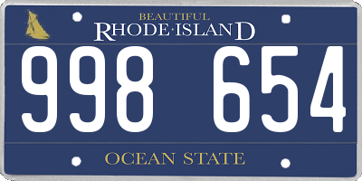 RI license plate 998654