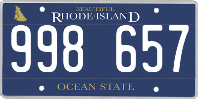 RI license plate 998657