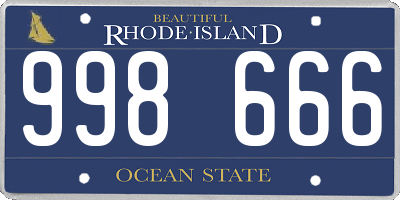 RI license plate 998666