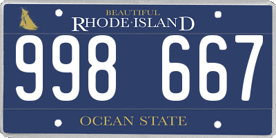 RI license plate 998667