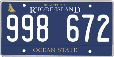 RI license plate 998672