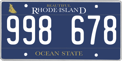 RI license plate 998678