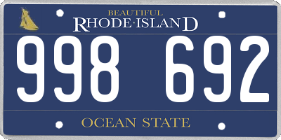 RI license plate 998692