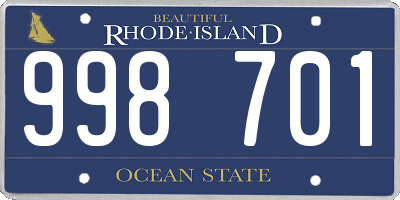 RI license plate 998701