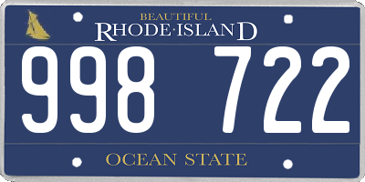 RI license plate 998722