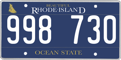 RI license plate 998730