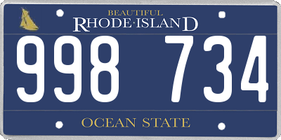 RI license plate 998734