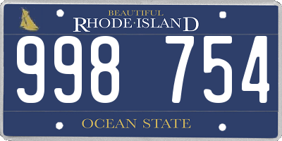 RI license plate 998754