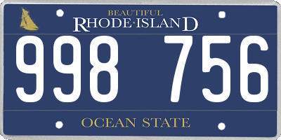 RI license plate 998756