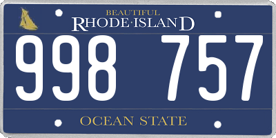 RI license plate 998757