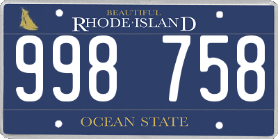 RI license plate 998758