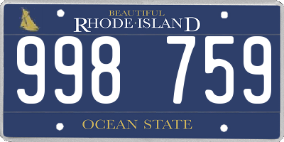 RI license plate 998759