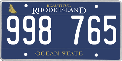 RI license plate 998765