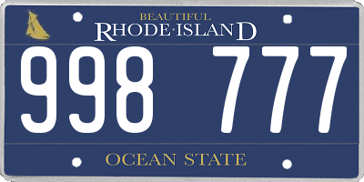 RI license plate 998777