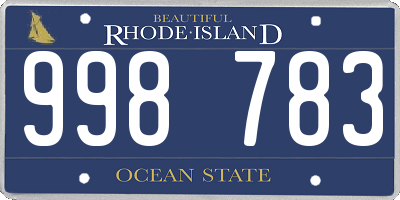 RI license plate 998783