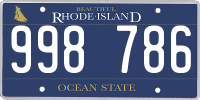 RI license plate 998786