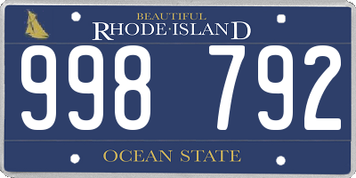 RI license plate 998792