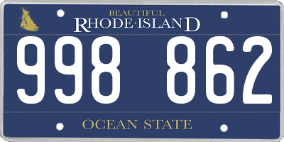 RI license plate 998862