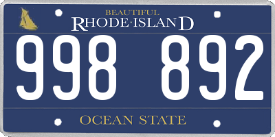 RI license plate 998892