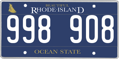 RI license plate 998908