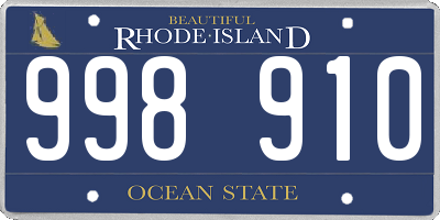 RI license plate 998910