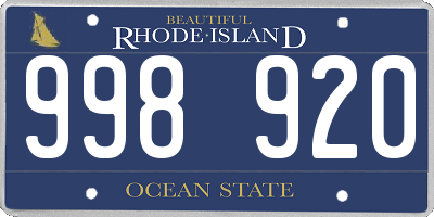 RI license plate 998920