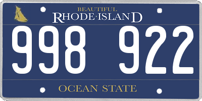 RI license plate 998922