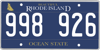 RI license plate 998926