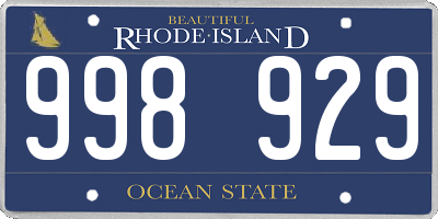 RI license plate 998929