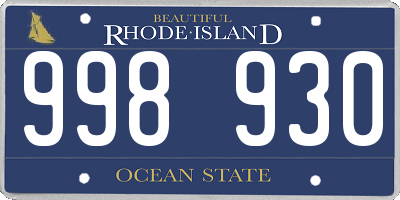 RI license plate 998930