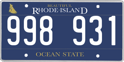 RI license plate 998931