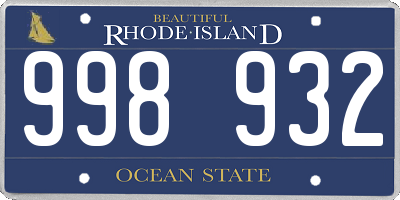 RI license plate 998932