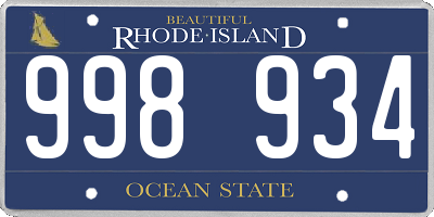 RI license plate 998934