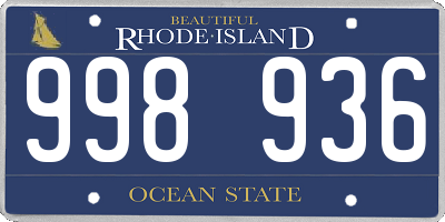 RI license plate 998936