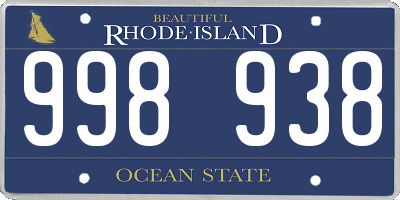 RI license plate 998938