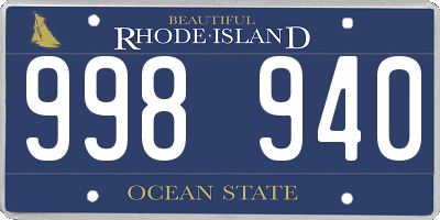 RI license plate 998940