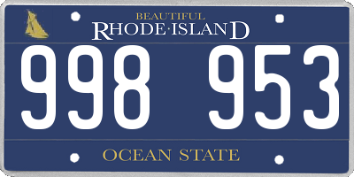 RI license plate 998953