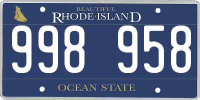 RI license plate 998958