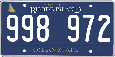 RI license plate 998972