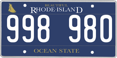 RI license plate 998980