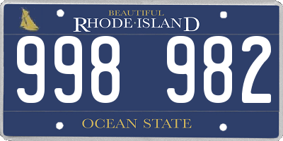 RI license plate 998982