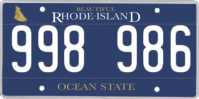 RI license plate 998986