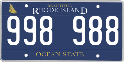 RI license plate 998988