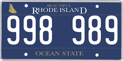 RI license plate 998989