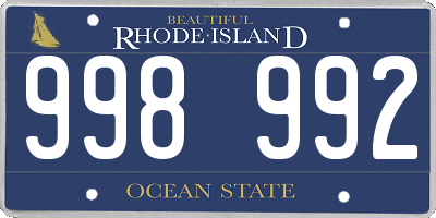 RI license plate 998992