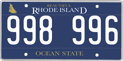 RI license plate 998996