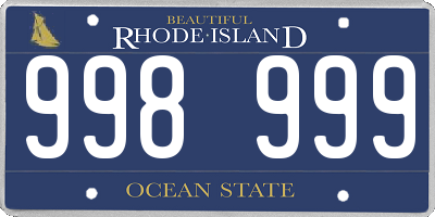 RI license plate 998999