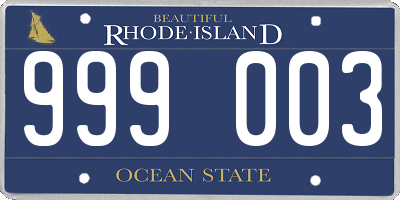 RI license plate 999003