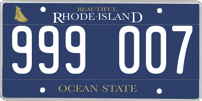 RI license plate 999007