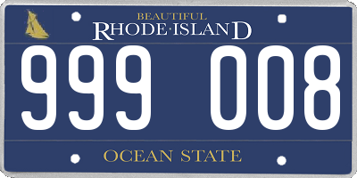 RI license plate 999008